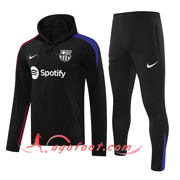 Ensemble Survetement Veste A Capuche FC Barcelone Noir 2024/2025