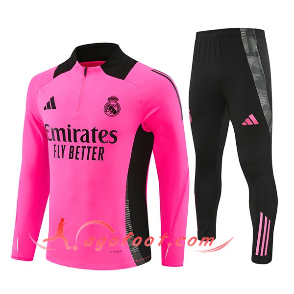 Ensemble Survetement de Foot Real Madrid Rose/Noir 2024/2025