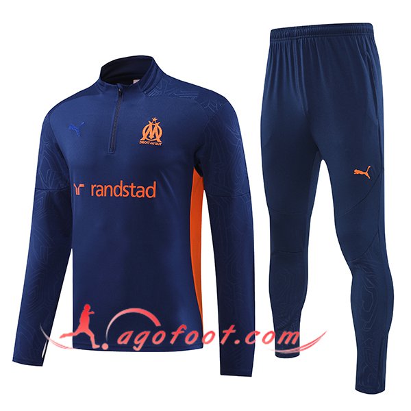 Ensemble Survetement de Foot Marseille Bleu/Orange 2024/2025 -02