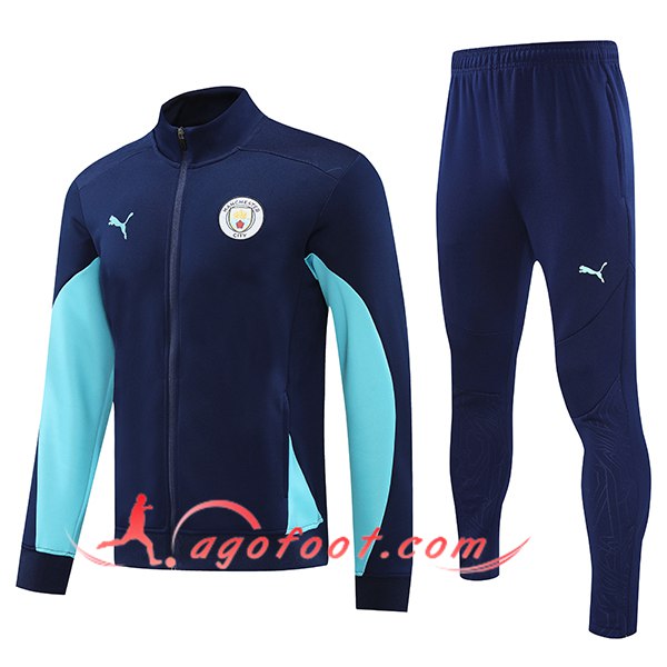 Ensemble Survetement de Foot Veste Foot Manchester City Bleu Royal 2024/2025