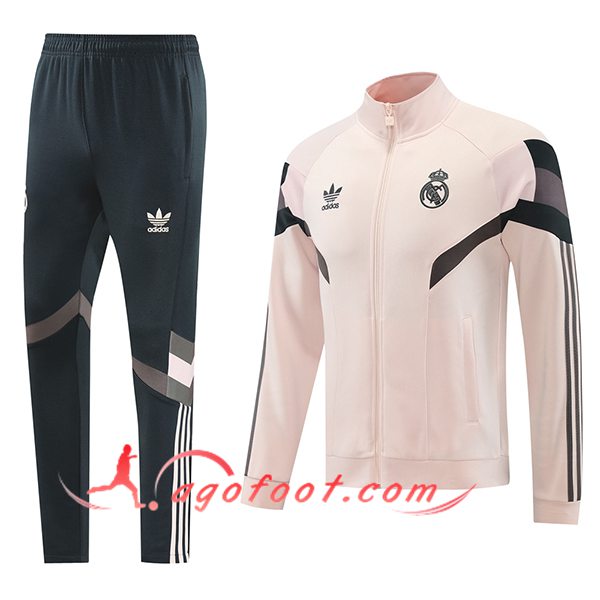 Ensemble Survetement de Foot Veste Foot Real Madrid Rose/Noir/Gris 2024/2025