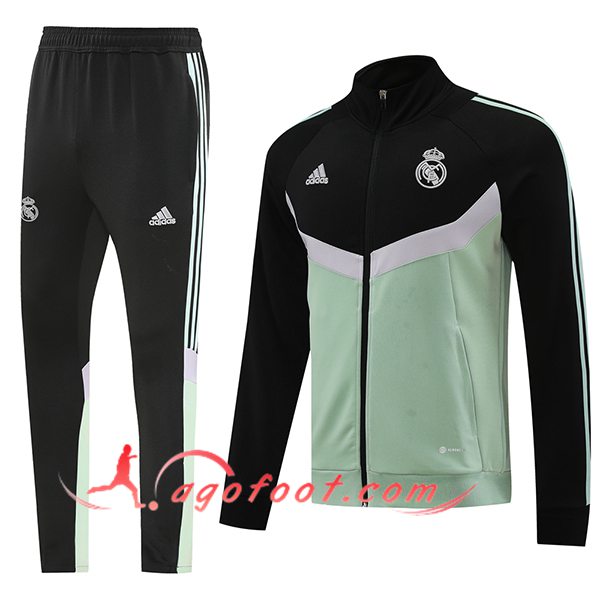 Ensemble Survetement de Foot Veste Foot Real Madrid Vert/Noir 2024/2025