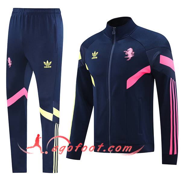 Ensemble Survetement de Foot Veste Foot Juventus Bleu/Jaune/Rose 2024/2025