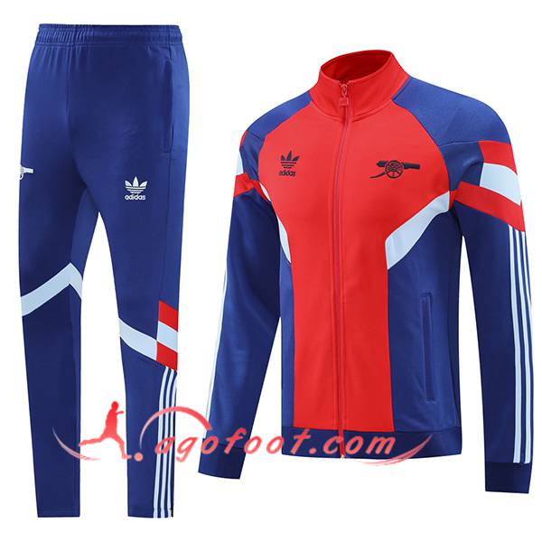 Ensemble Survetement de Foot Veste Foot Arsenal Bleu/Rouge 2024/2025