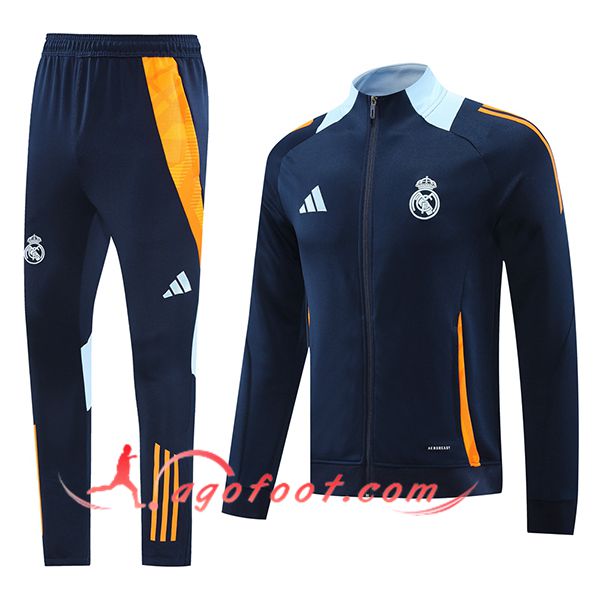 Ensemble Survetement de Foot Veste Foot Real Madrid Bleu Royal 2024/2025