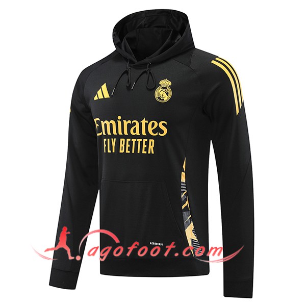 Sweatshirt Training Capuche Real Madrid Jaune/Noir 2024/2025