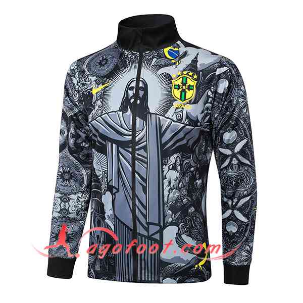 Veste Foot Brésil Gris/Noir 2024/2025