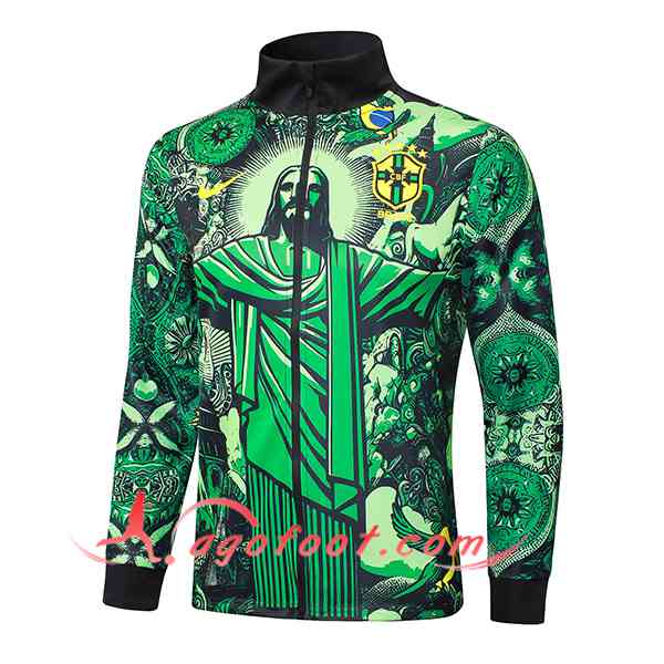 Veste Foot Brésil Vert/Noir 2024/2025