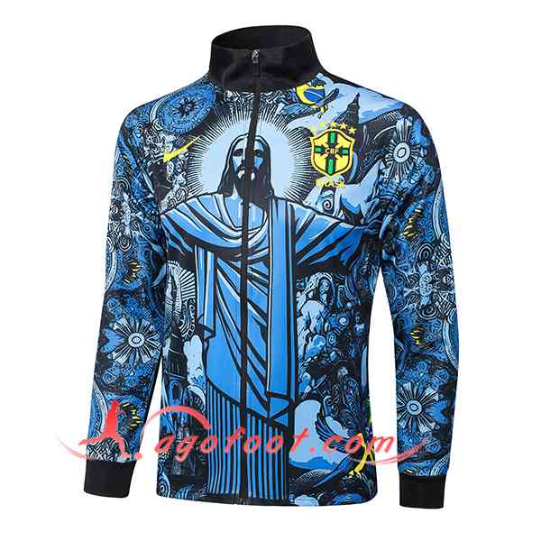 Veste Foot Brésil Bleu/Noir 2024/2025