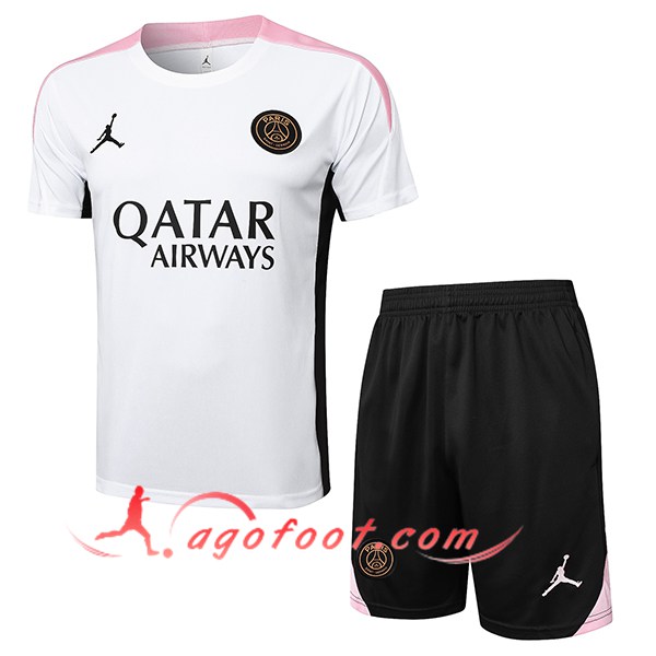 Ensemble Training T-Shirts PSG Blanc/Noir/Rose 2024/2025