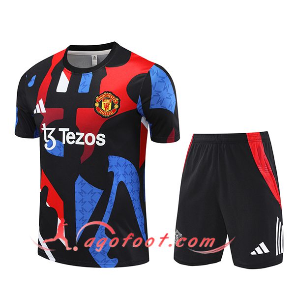 Ensemble Training T-Shirts Manchester United Noir/Bleu/Rouge 2024/2025