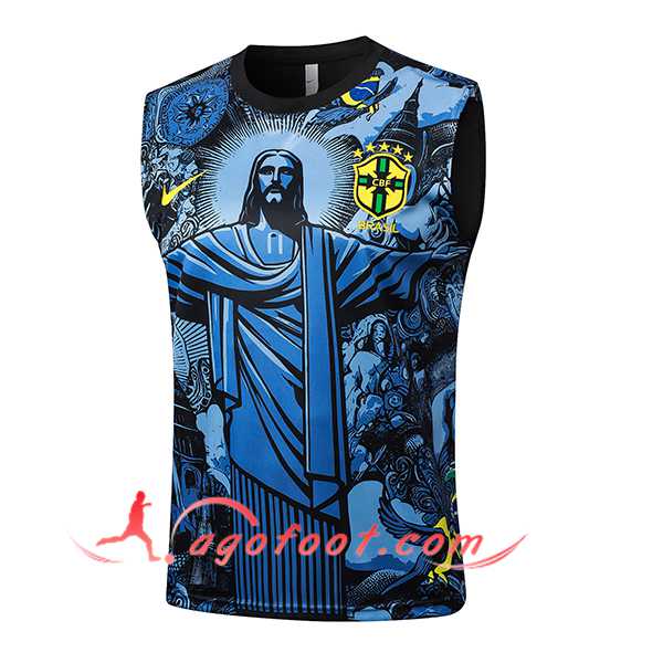 Training Debardeur Brésil Bleu/Noir 2024/2025