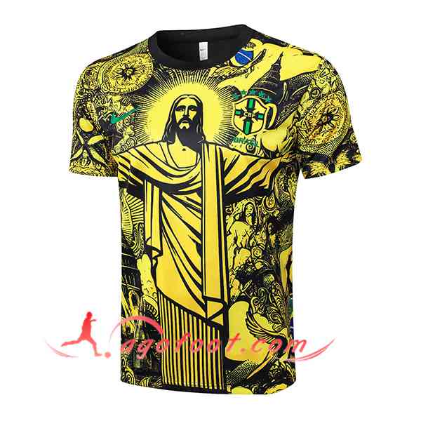 Training T-Shirts Brésil Jaune/Noir 2024/2025