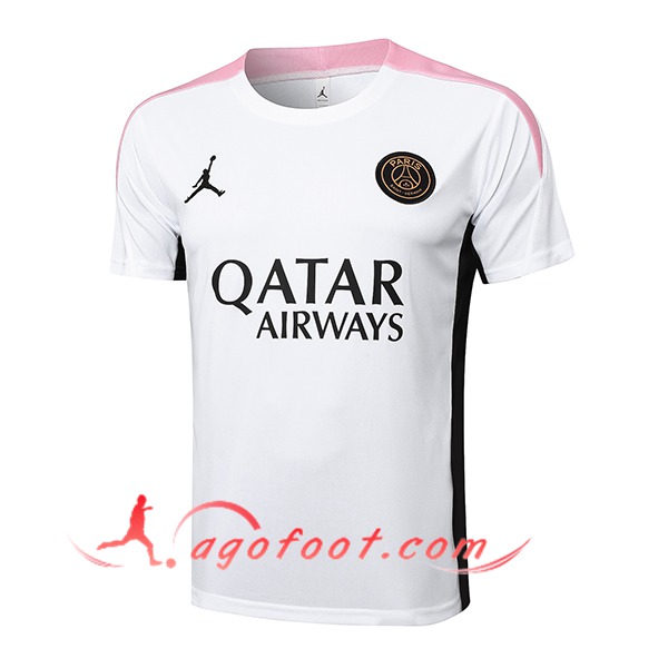 Training T-Shirts PSG Blanc/Noir/Rose 2024/2025