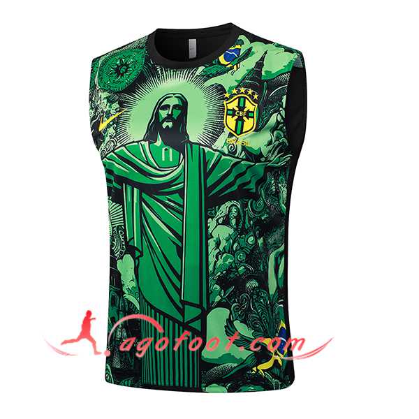 Training Debardeur Brésil Vert/Noir 2024/2025