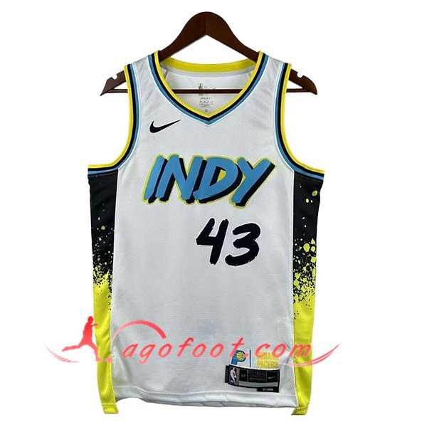 Maillot Indiana Pacers (SIAKAM #43) 2024/25 Blanc/Jaune/Noir/Bleu
