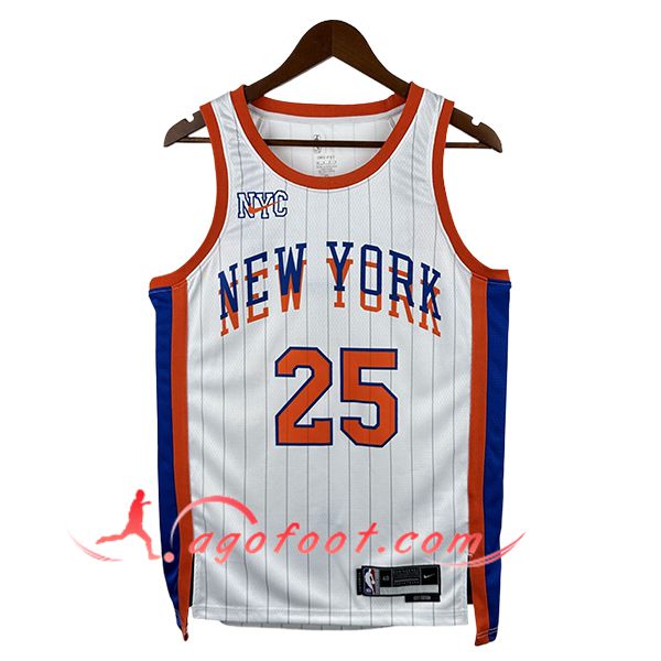 Maillot New York Knicks (BRIDGES #25) 2024/25 Blanc/Orange -02