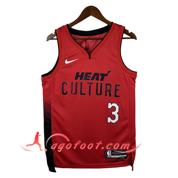 Maillot Miami Heat (WADE #3) 2024/25 Rouge/Noir