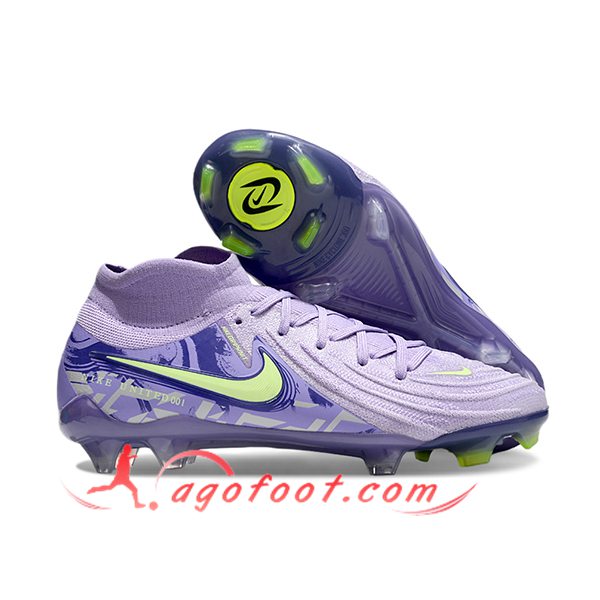 Nike Chaussures de Foot Phantom Luna Elite NU FG Pourpre/Vert -02