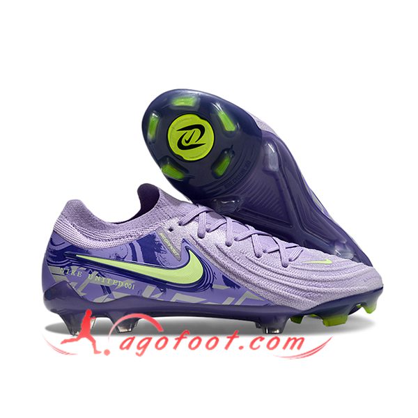 Nike Chaussures de Foot Phantom Luna Elite NU FG Pourpre/Vert -03