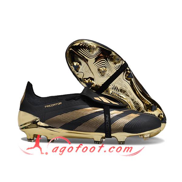 Adidas Chaussures de Foot Predator Elite Tongue FG Noir/Jaune -04