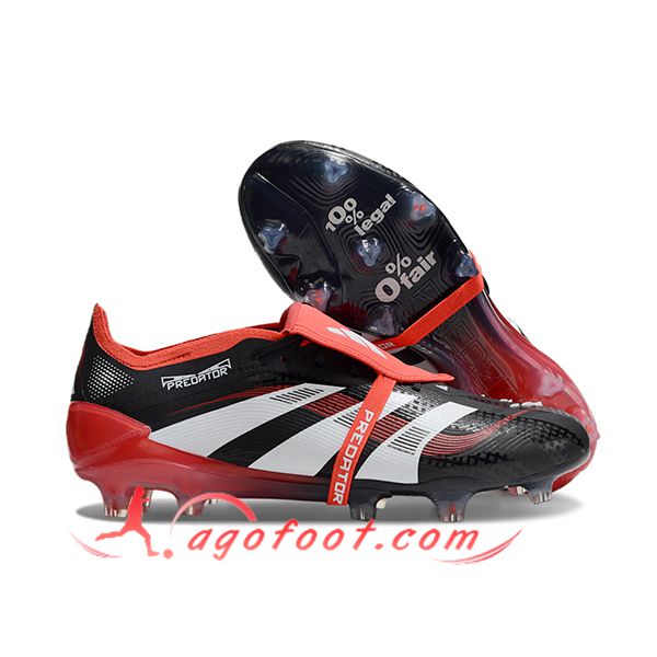Adidas Chaussures de Foot 25 Predator Elite Tongue FG Noir/Rouge/Blanc