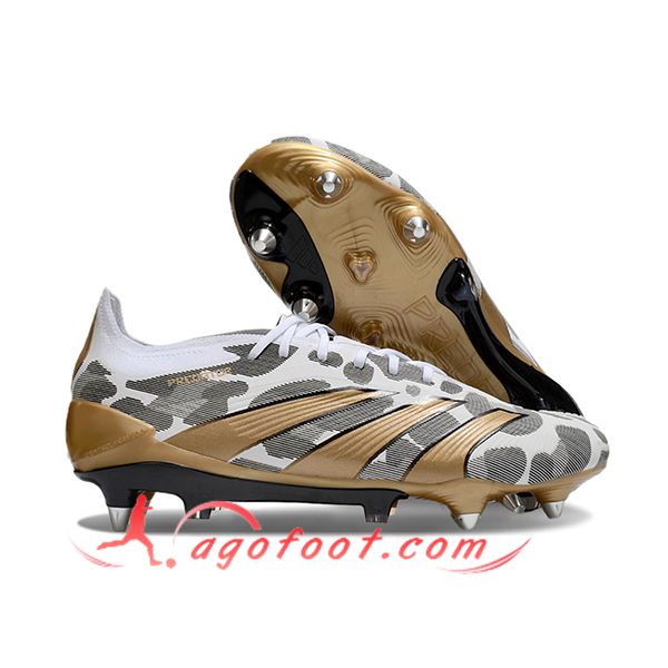Adidas Chaussures de Foot Predator Elite SG Blanc/Jaune/Gris