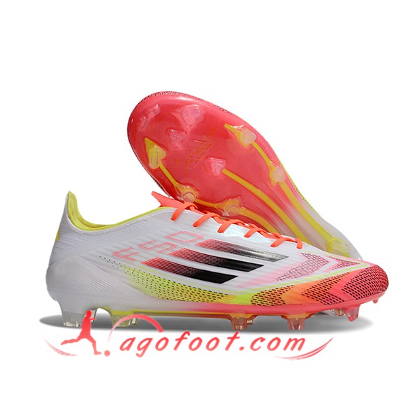 Adidas Chaussures de Foot F50 ELITE FG Blanc/Jaune/Orange/Noir