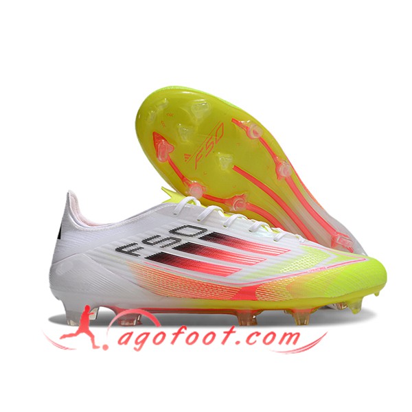 Adidas Chaussures de Foot F50 ELITE FG Blanc/Jaune/Orange