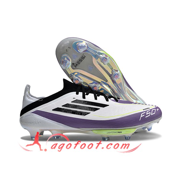 Adidas Chaussures de Foot F50+.1 FG Blanc/Pourpre/Noir