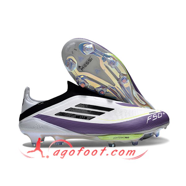 Adidas Chaussures de Foot F50+ FG Blanc/Pourpre/Noir