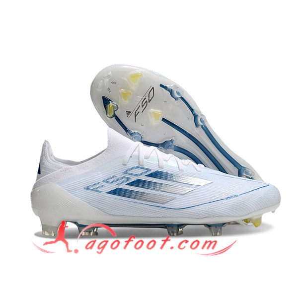 Adidas Chaussures de Foot F50 Elite FG Blanc/Bleu