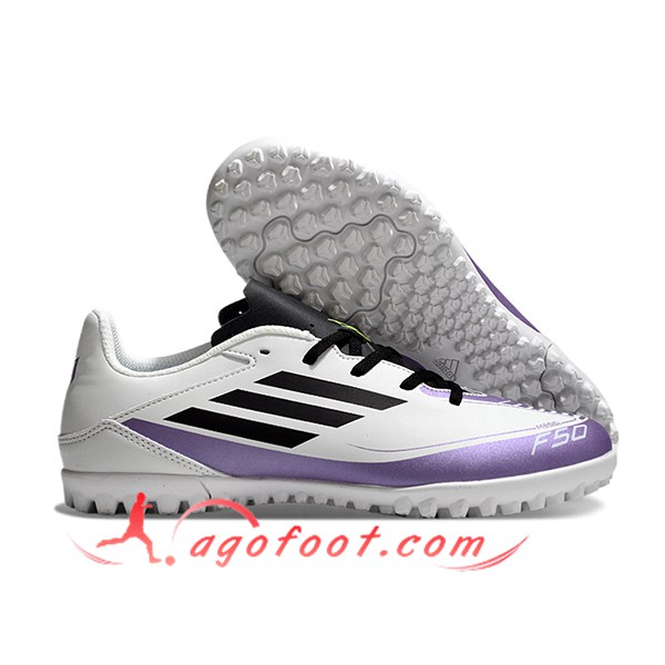Adidas Chaussures de Foot F50 CLUB TF Blanc/Pourpre/Noir