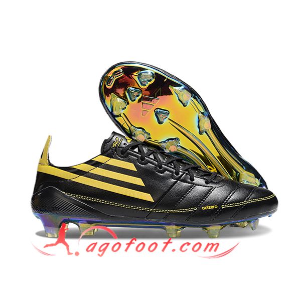 Adidas Chaussures de Foot F50 Elite FG Noir/Jaune