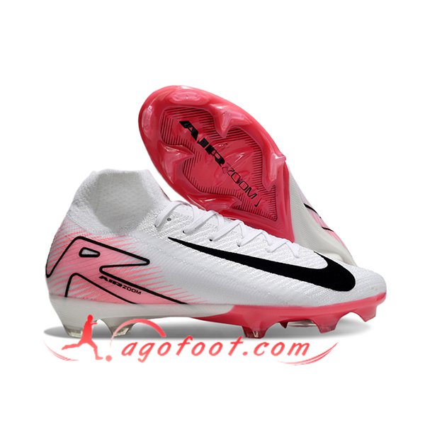Nike Chaussures de Foot Air Zoom Mercurial Superfly IIX Elite FG Blanc/Rose/Noir