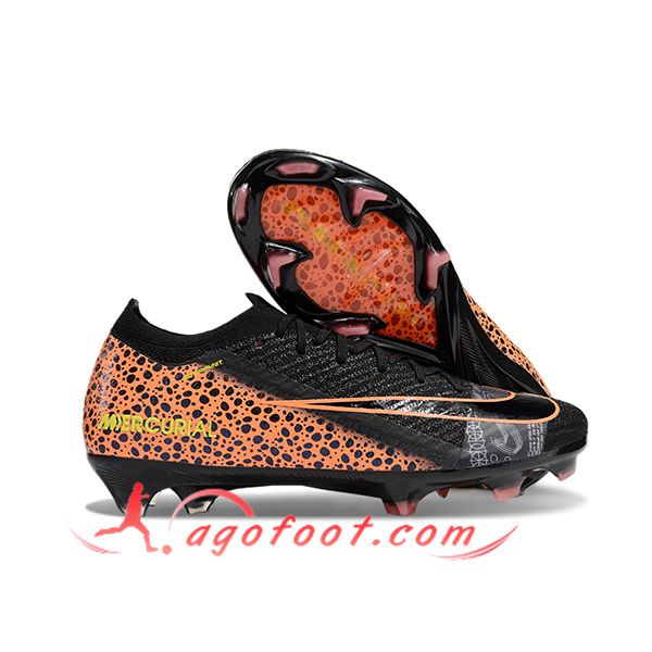 Nike Chaussures de Foot AIR Zoom Mercurial Vapor 16 Elite XXV FG Noir/Orange