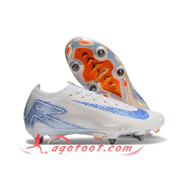 Nike Chaussures de Foot AIR ZOOM MERCURIAL VAPOR XVI ELITE SG-PRO Blanc/Bleu
