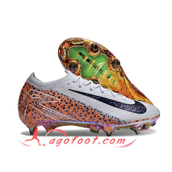 Nike Chaussures de Foot AIR ZOOM MERCURIAL VAPOR XVI ELITE SG-PRO Gris/Orange/Noir