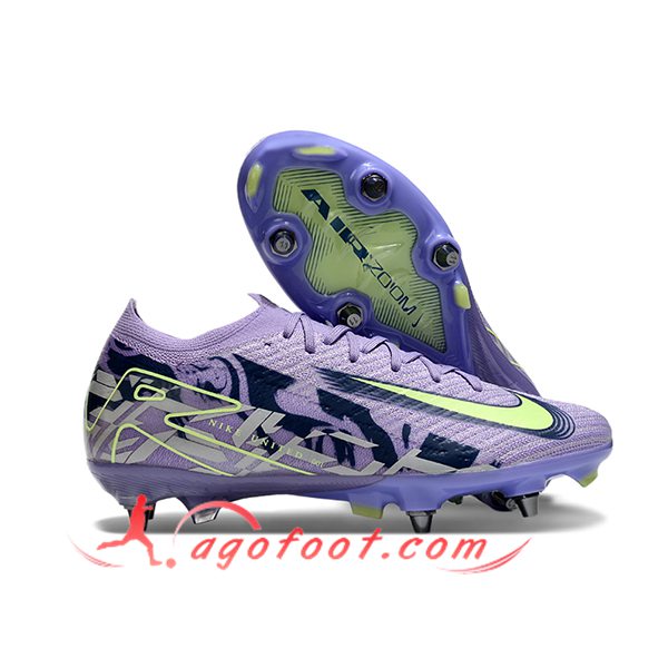 Nike Chaussures de Foot AIR ZOOM MERCURIAL VAPOR XVI ELITE SG-PRO Pourpre/Vert