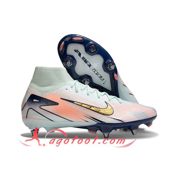 Nike Chaussures de Foot Air Zoom Mercurial Superfly IIX Elite SG Gris/Bleu/Orange