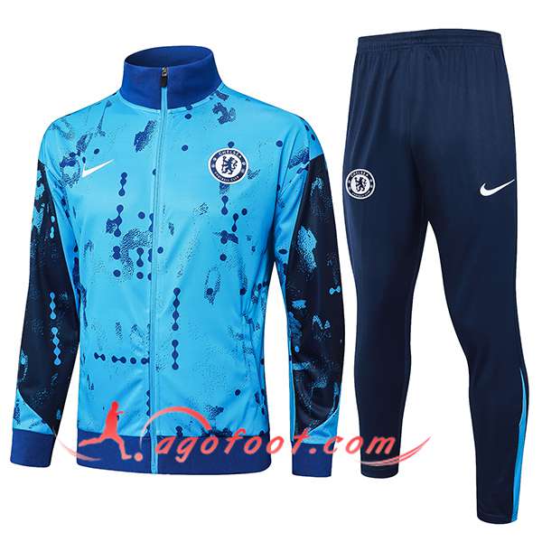 Ensemble Survetement de Foot Veste Foot FC Chelsea Bleu 2024/2025 -02