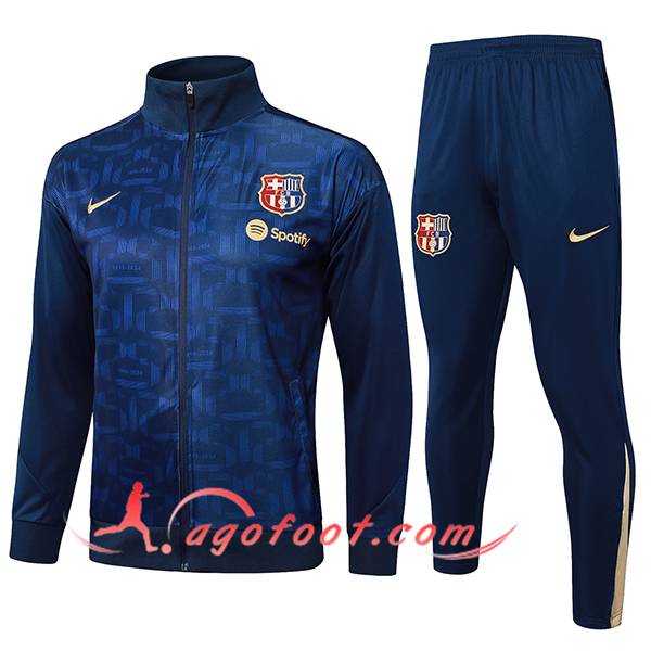Ensemble Survetement de Foot Veste Foot FC Barcelone Bleu Royal 2024/2025