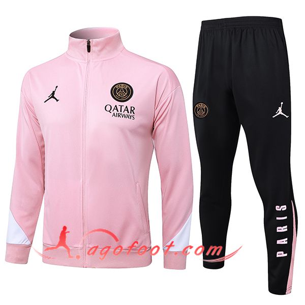Ensemble Survetement de Foot Veste Foot PSG Rose/Blanc 2024/2025