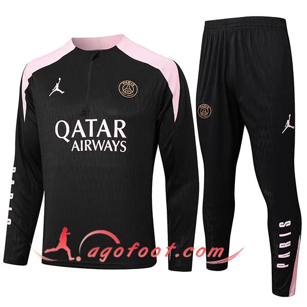 Ensemble Survetement de Foot PSG Noir/Rose 2024/2025 -02