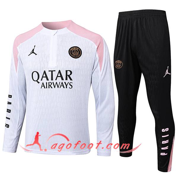 Ensemble Survetement de Foot PSG Blanc/Rose 2024/2025 -02