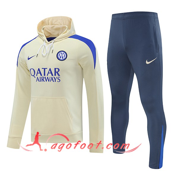 Ensemble Survetement Veste A Capuche Coupe-Vent Inter Milan Jaune/Bleu 2024/2025