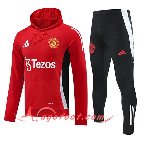 Ensemble Survetement Veste A Capuche Coupe-Vent Manchester United Rouge 2024/2025