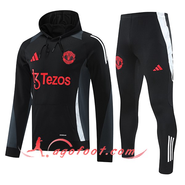Ensemble Survetement Veste A Capuche Coupe-Vent Manchester United Noir 2024/2025