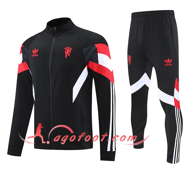 Ensemble Survetement de Foot Manchester United Noir/Rouge/Blanc 2024/2025 -02