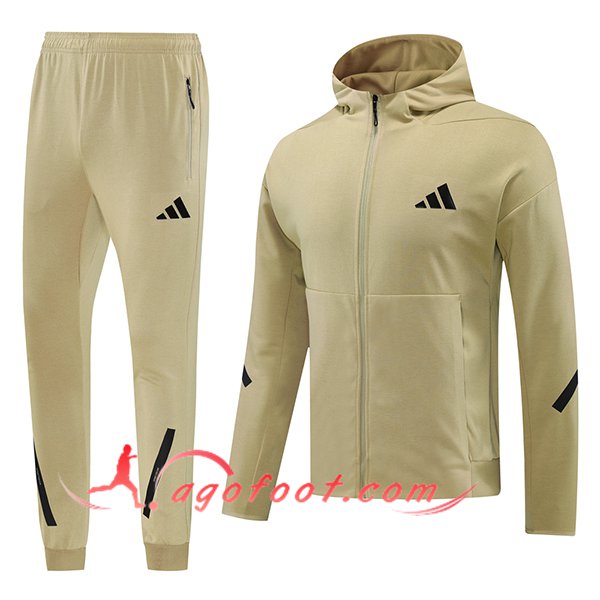 Ensemble Survetement Veste A Capuche Coupe-Vent Adidas Jaune/Noir 2024/2025